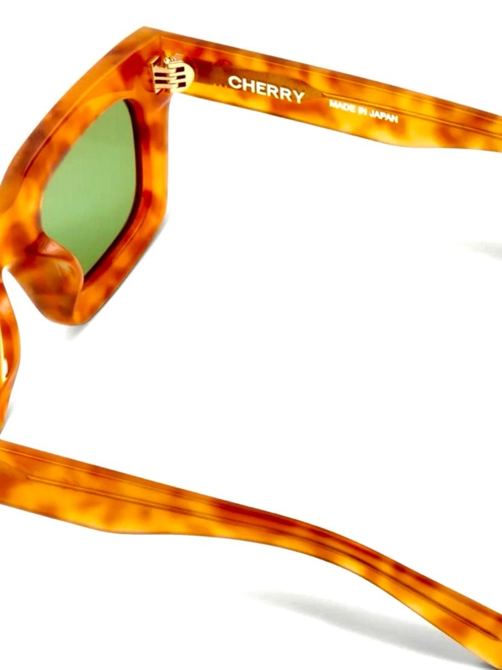 Cherry LA Tortoise Amber Rectangular Sunglasses with Green Lenses - Picture 10 of 15